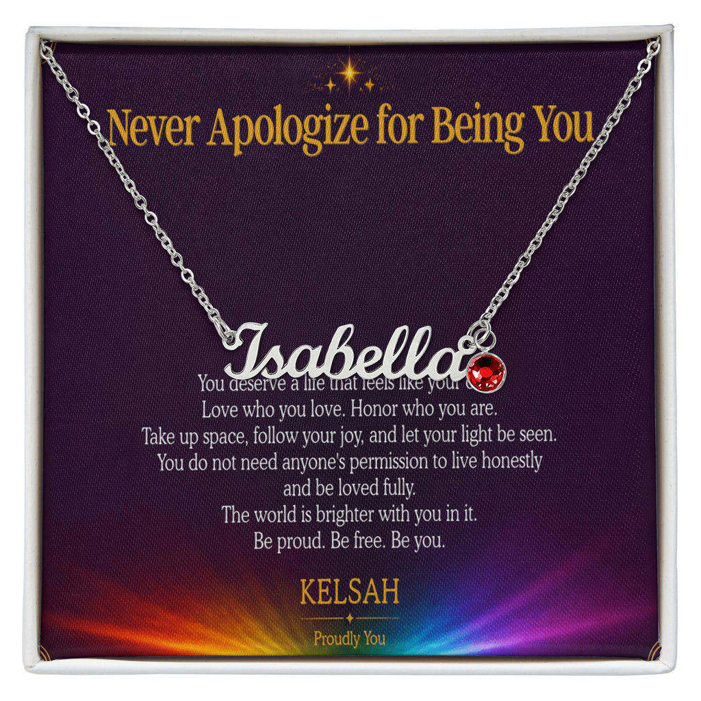Custom Name Necklace with Birthstone - Proudly You