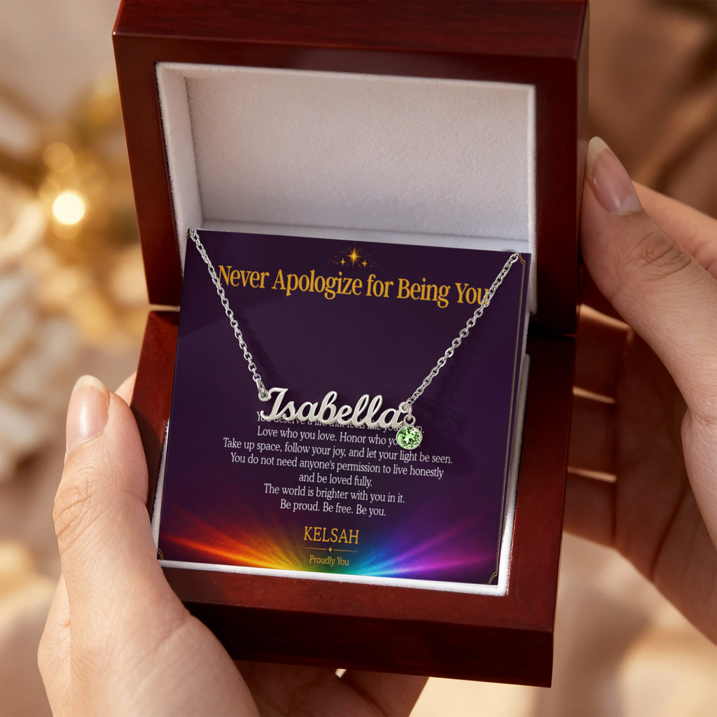 Custom Name Necklace with Birthstone - Proudly You