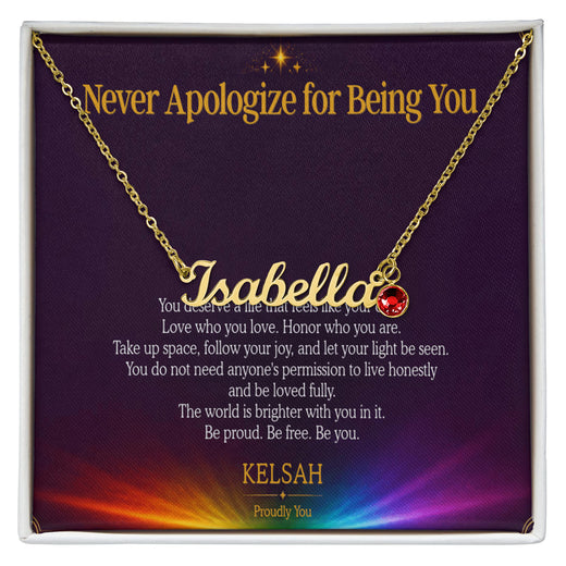 Custom Name Necklace with Birthstone - Proudly You