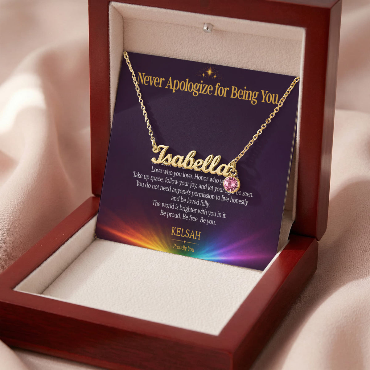 Custom Name Necklace with Birthstone - Proudly You